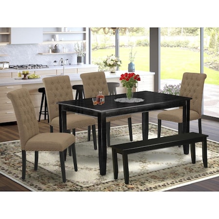 East West Furniture 6 Piece Dudley Dining Set - Black DUBR6-BLK-17